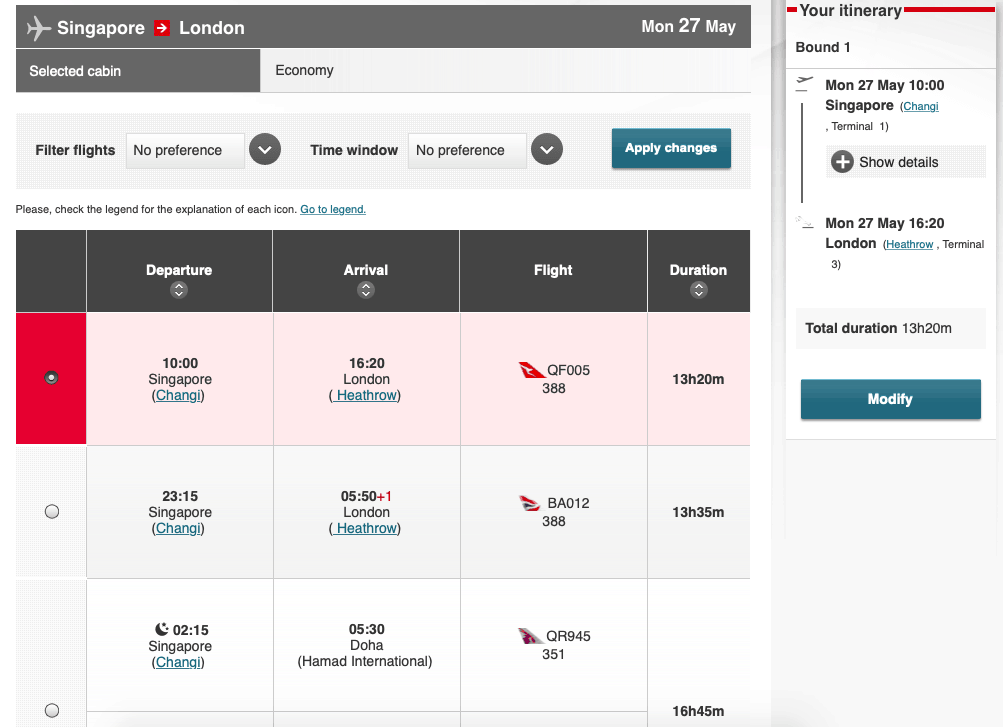 Oneworld award availability search on the JAL website