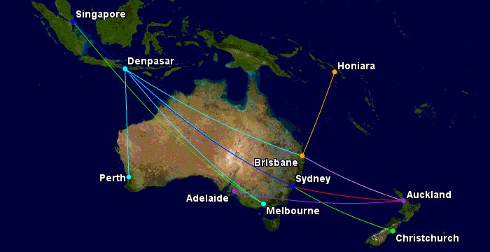 Fifth-freedom routes to/from Australia as of January 2023