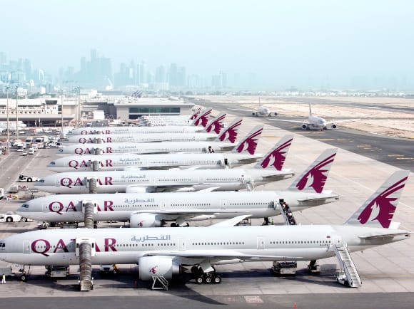 Qatar Airways planes in Doha