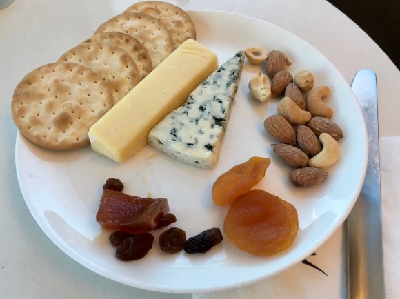 Cheese plate in Qantas business lounge