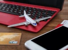 Credit card flight booking computer phone