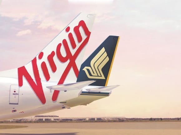 Virgin Australia and Singapore Airlines tails