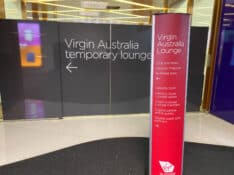 Sign to Virgin temporary lounge in Melbourne