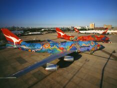 Qantas 747s in indigenous livery Nalanji Dreaming and Wunala Dreaming