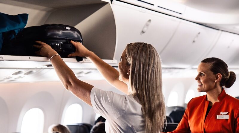 Jetstar 787 economy overhead locker carry-on bag