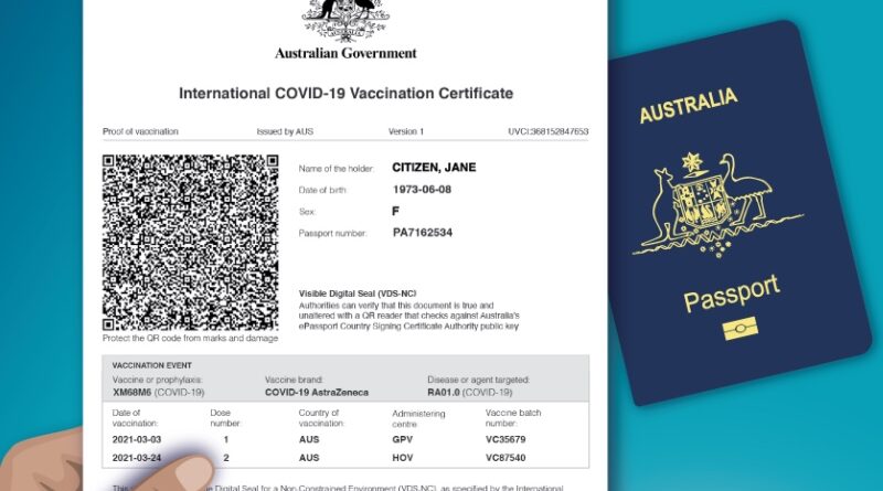 Australia COVID-19 vaccination certificate