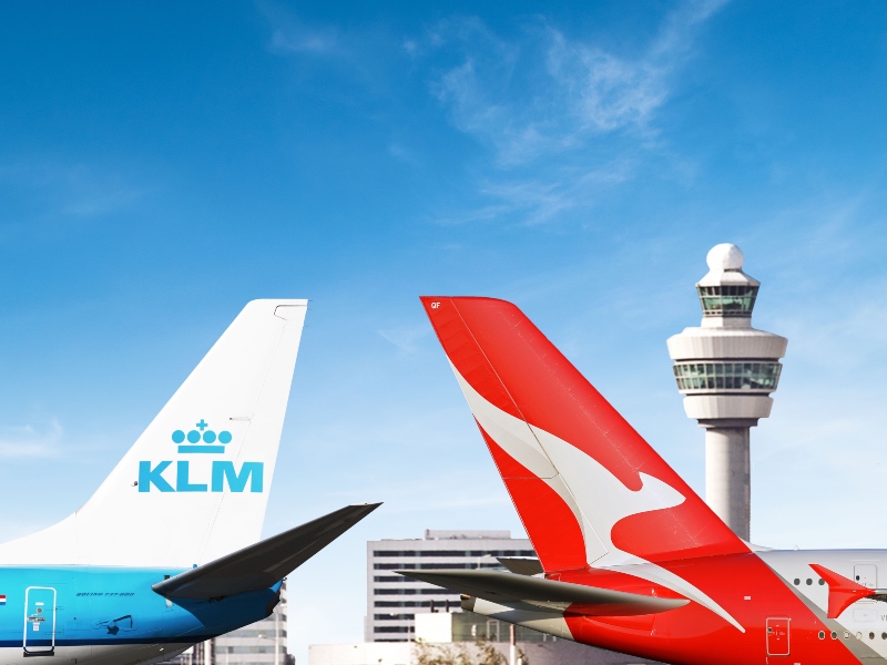 Qantas and KLM planes