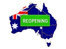 Reopening Australia after quarantine concept, 3D rendering isolated on white background