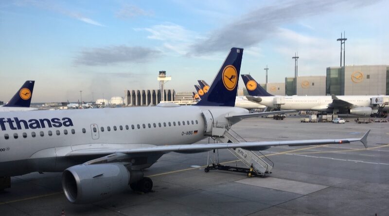 Lufthansa planes at Frankfurt Airport