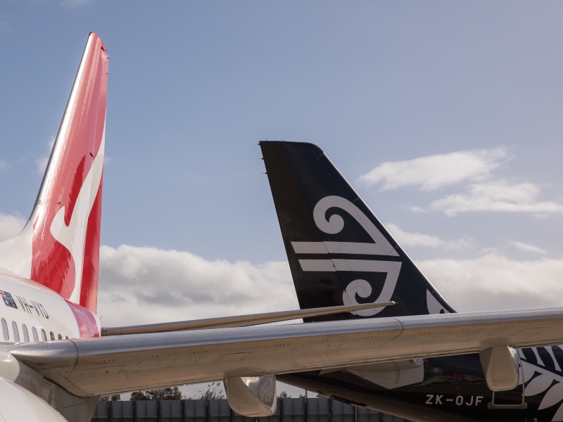 Qantas and Air New Zealand aircraft tails