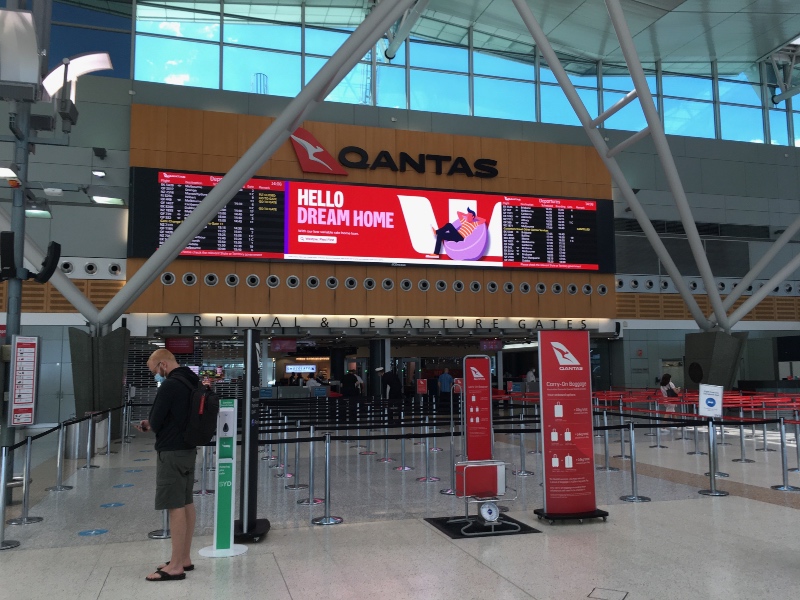 Qantas departure screening at Terminal 3 in Sydney Airport