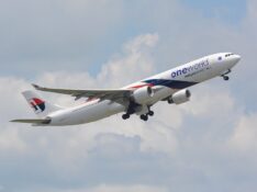 Malaysia Airlines A330 takes off from Narita Airport