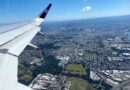 Taking off from Brisbane airport in an Air New Zealand A320