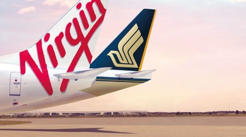 Virgin Australia and Singapore Airlines plane tails