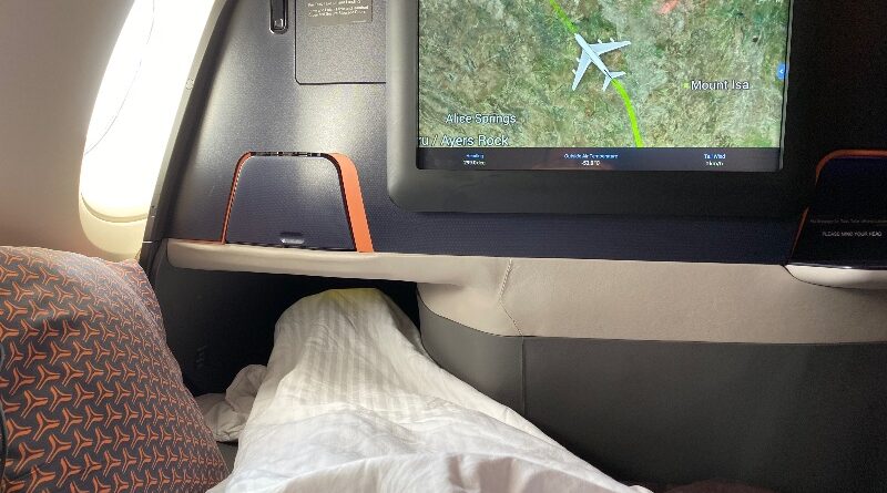 The Singapore Airlines A380 Business Class seat in bed mode