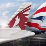 Qatar Airways and British Airways aircraft tails