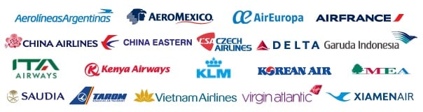 SkyTeam member airlines as of 2024: Aerolineas Argentinas, Aeromexico, Air Europa, Air France, China Airlines, China Eastern, Czech Airlines, Delta, Garuda Indonesia, ITA Airways, Kenya Airways, KLM, Korean Air, MEA, Saudia, TAROM, Vietnam Airlines, Virgin Atlantic and Xiamen Air.