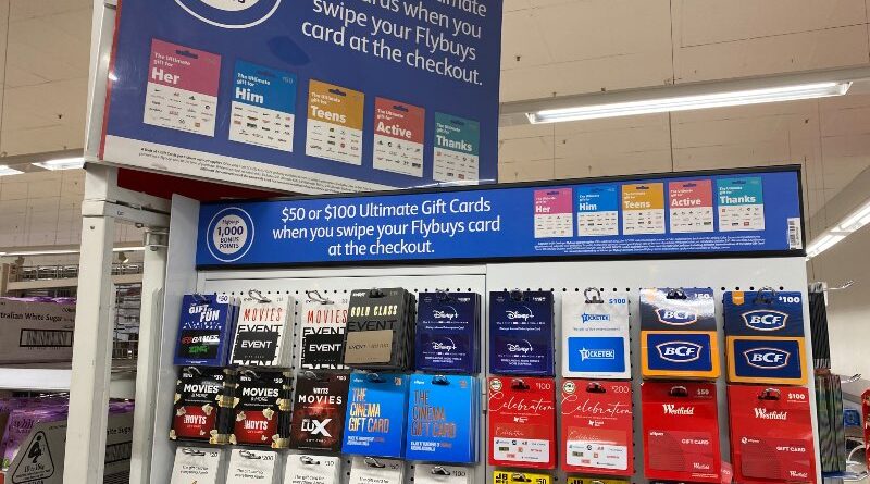 Gift cards for sale at Coles