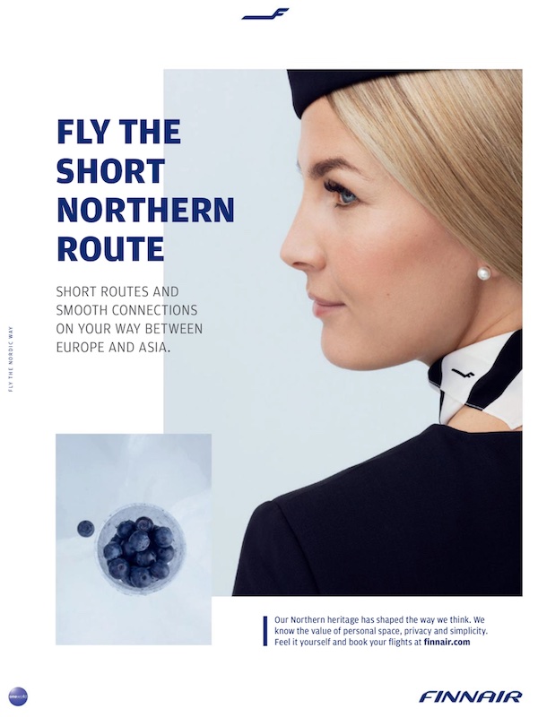 Finnair advertisement - "Fly the short northern route"