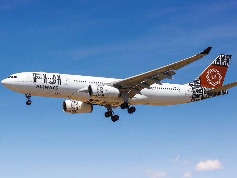 Los Angeles, California – April 12, 2019: Fiji Airways Airbus A330-200 airplane at Los Angeles airport (LAX) in the United States.