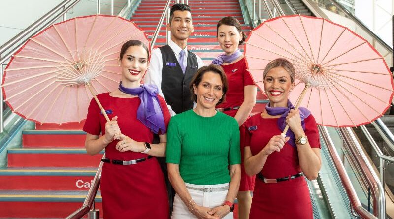 Virgin Australia CEO Jayne Hrdlicka at the announcement of Virgin Cairns-Tokyo flights.