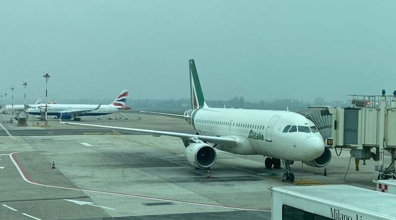 ITA Airways A319 (still in Alitalia livery) at Linate Airport