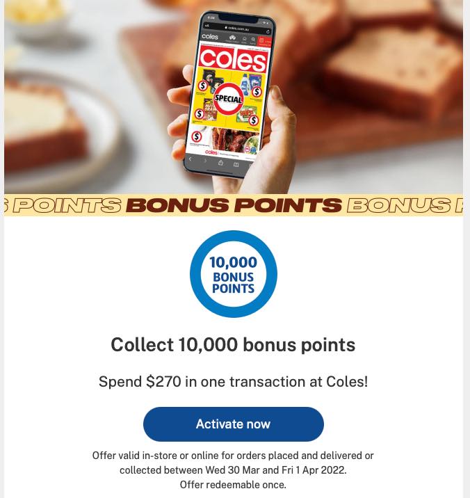 Targeted Coles offer from Flybuys