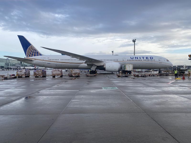 United Airlines Boeing 787 at Frankfurt Airport