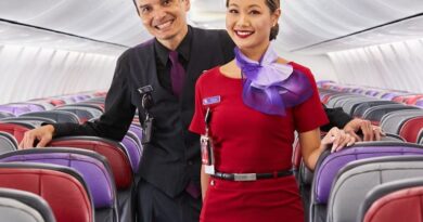 Virgin Australia cabin crew in a Boeing 737