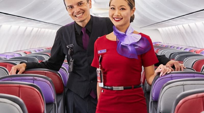 Virgin Australia cabin crew in a Boeing 737
