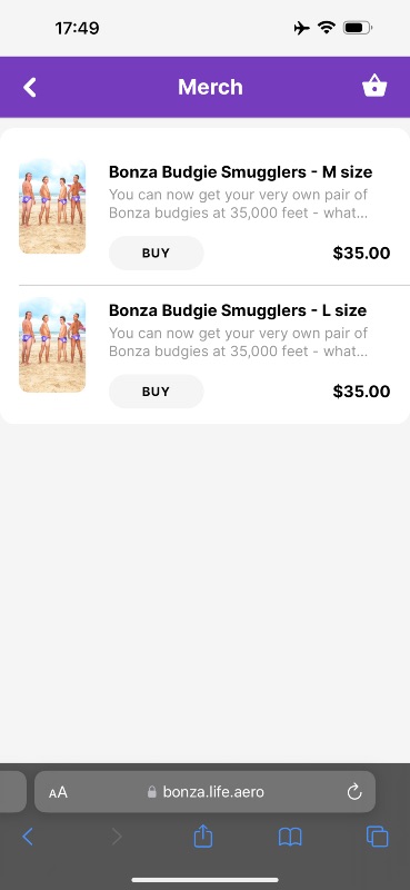Budgie smugglers for sale in the Bonza app