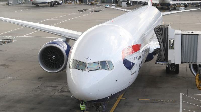 A British Airways Boeing 777-300ER at London Heathrow Airport