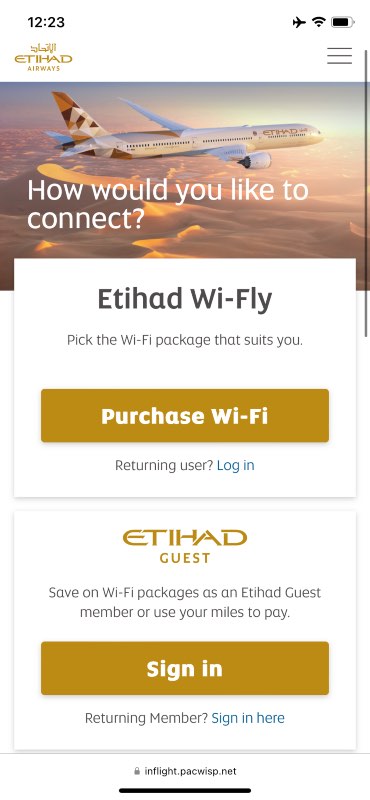 Etihad offers paid in-flight wifi