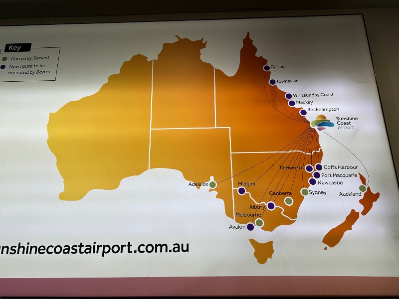 Sunshine Coast Airport route map