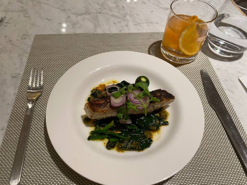 Barramundi with sambal brown butter, capers and spinach