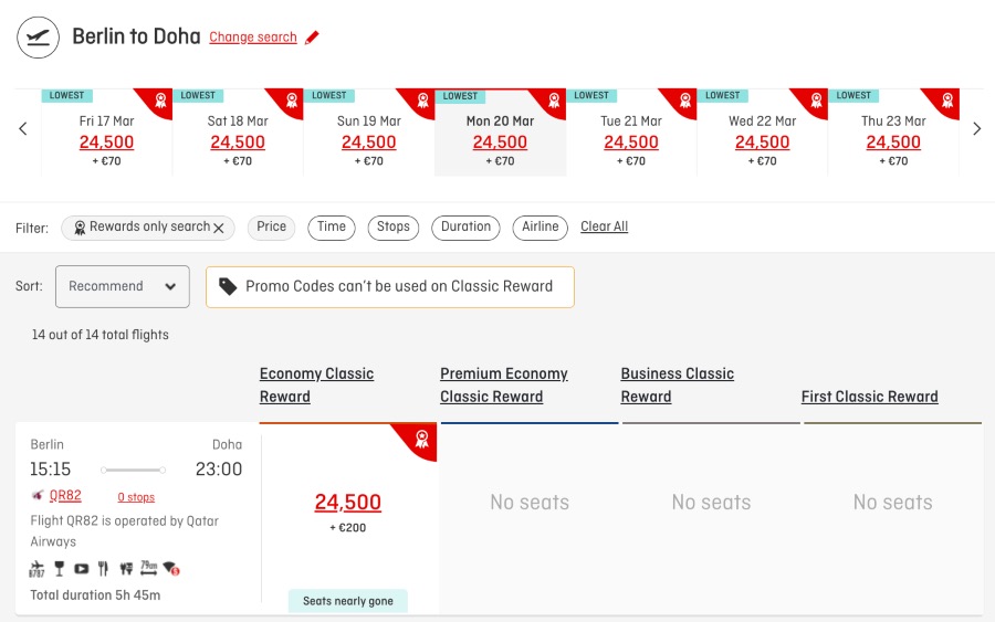 Qantas website screenshot