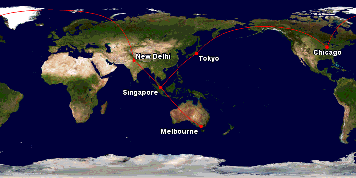 An example of a KrisFlyer Star Alliance Round The World itinerary