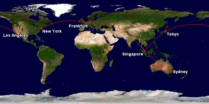 An example of a KrisFlyer Round The World itinerary