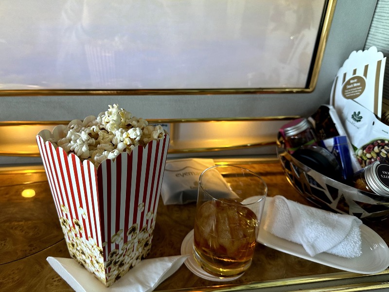 Popcorn from the Emirates movie menu