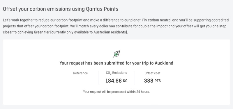 Screenshot from the Qantas website