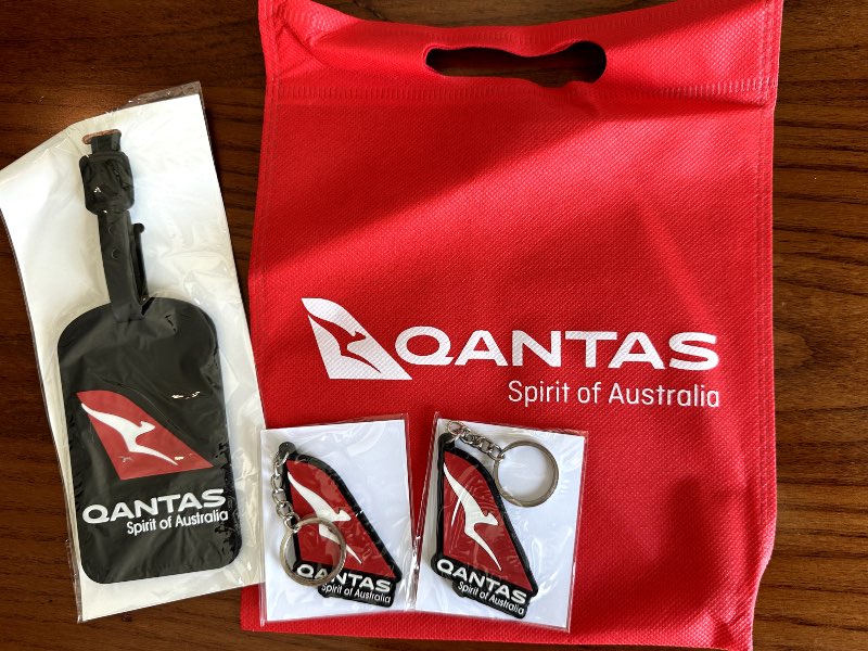 Every passenger got this goodie bag when disembarking the inaugural QF39 in Jakarta