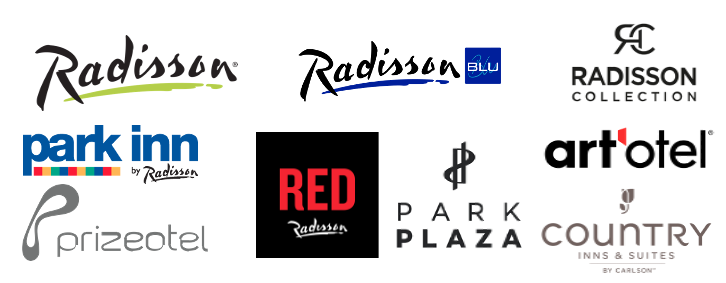 Hotel brands participating in the Radisson Rewards program: Radisson, Radisson Blu, Radisson Collection, Park Inn, Red by Radisson, Prizeotel, Park Plaza, Art'otel and Country Hotels & Resorts.