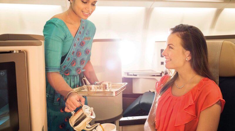 SriLankan Airlines A330-300 Business Class tea service
