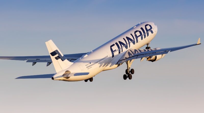 Helsinki, Finland - May 24, 2018: Finnair Airbus A330 airplane taking off at Helsinki airport. Airbus is a European aircraft manufacturer based in Toulouse, France.