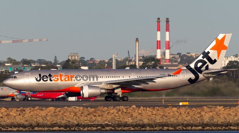 Sydney, Australia - October 9, 2013: Jetstar Airways Airbus A330 airliner aircraft on the tarmac at Sydney Airport after landing.