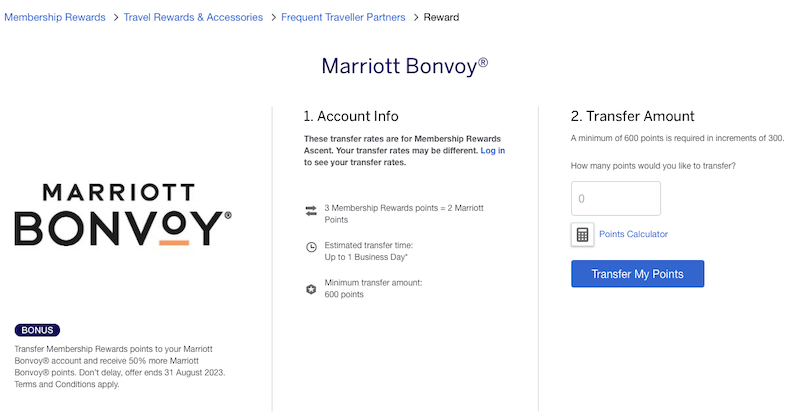 Amex Membership Rewards transfer to Marriott Bonvoy