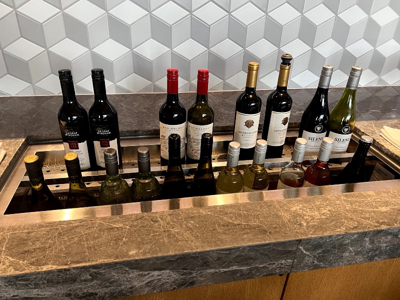 Selection of wines in the Qantas Hong Kong Lounge
