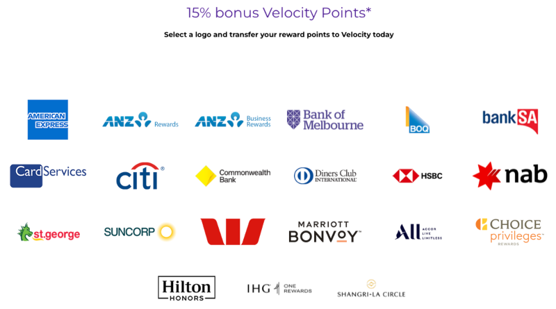 Loyalty programs participating in Velocity's May 2023 transfer bonus