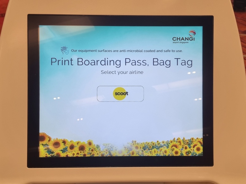 Check-in kiosk at Changi Terminal 1.