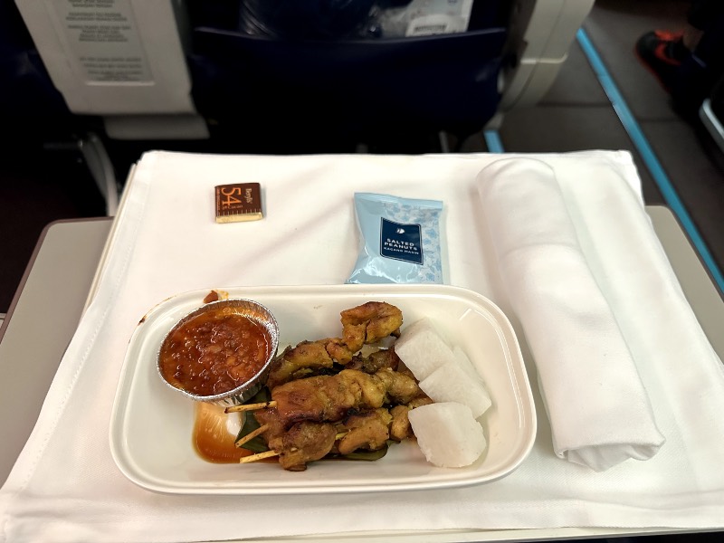 Chicken satay on Malaysia Airlines